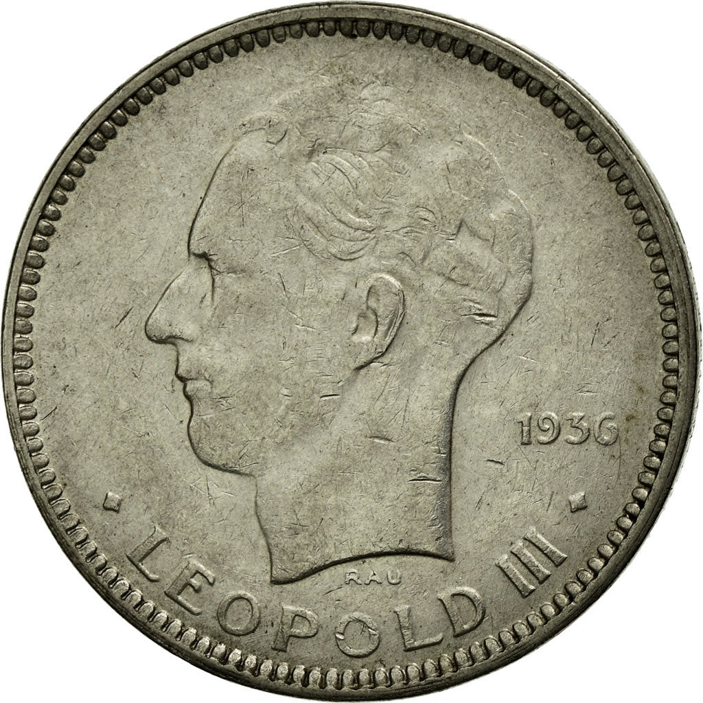 Coin, Belgium, 5 Francs, 5 Frank, 1936, EF(40-45), Nickel, KM:108