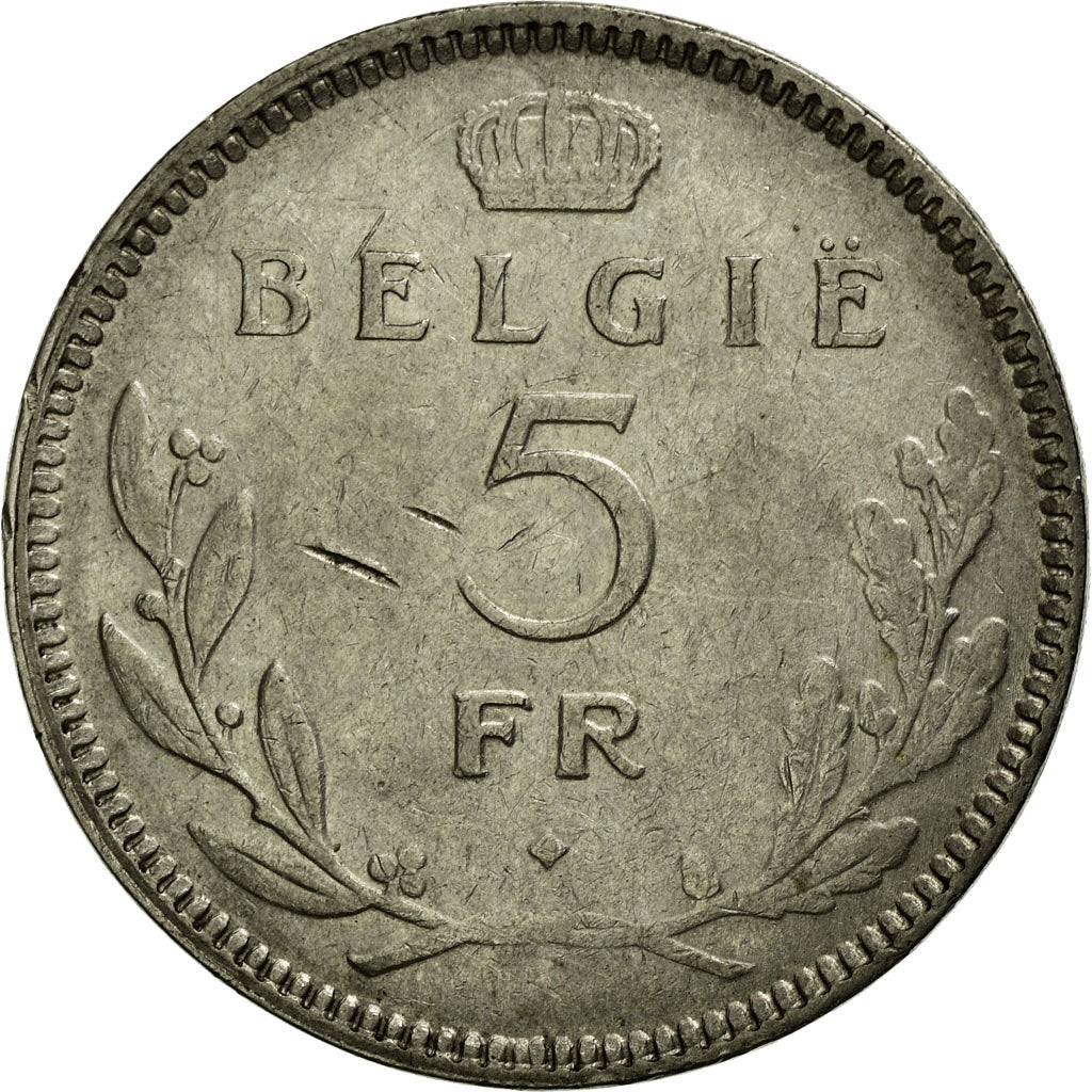 Coin, Belgium, 5 Francs, 5 Frank, 1936, EF(40-45), Nickel, KM:108