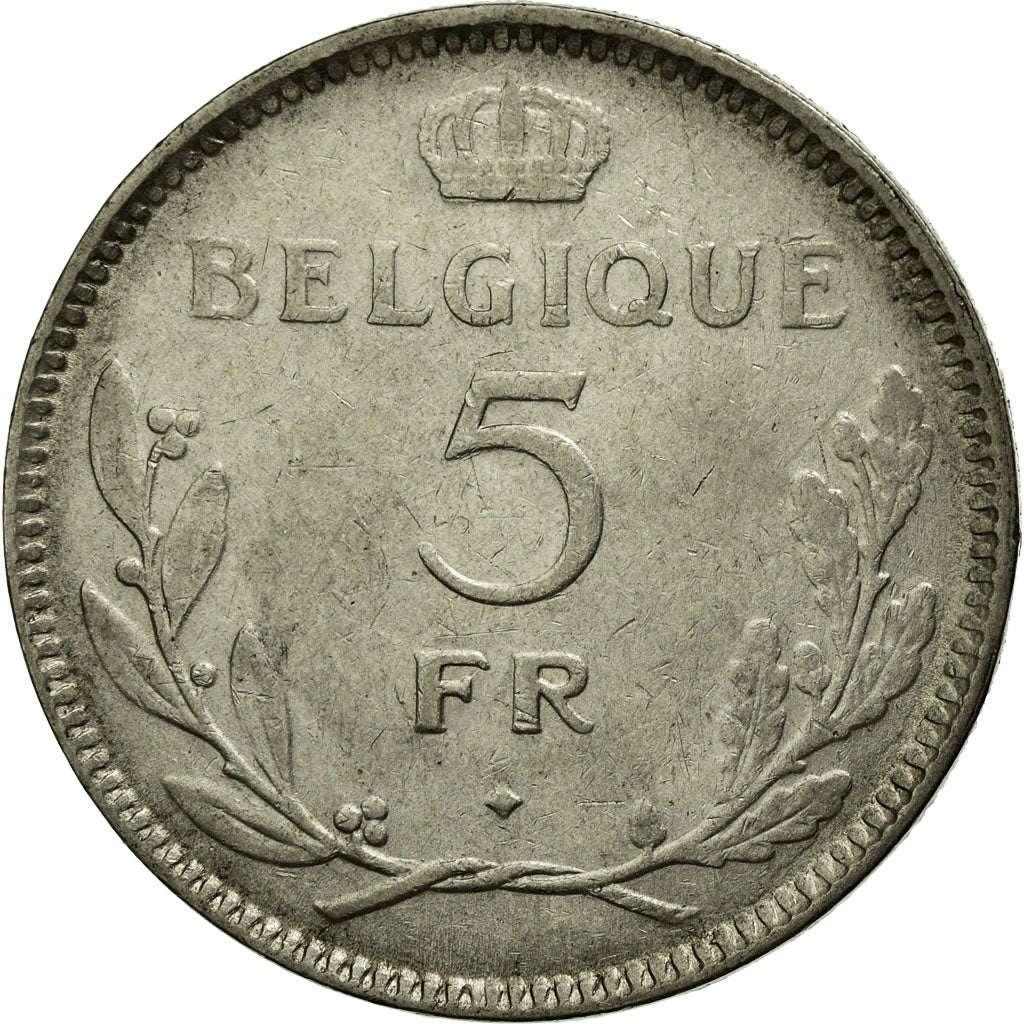 Coin, Belgium, 5 Francs, 5 Frank, 1936, VF(30-35), Nickel, KM:108