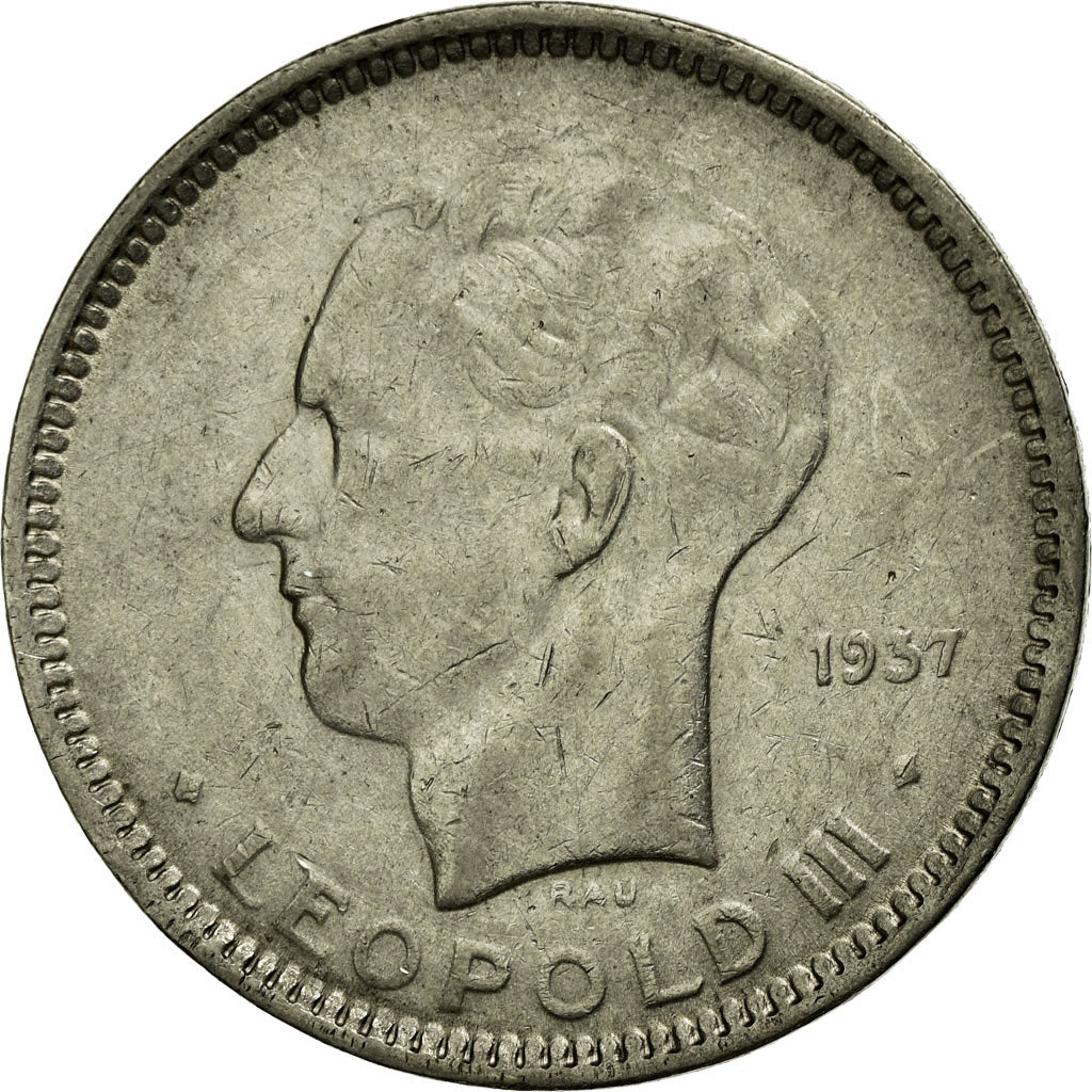 Coin, Belgium, 5 Francs, 5 Frank, 1937, EF(40-45), Nickel, KM:108