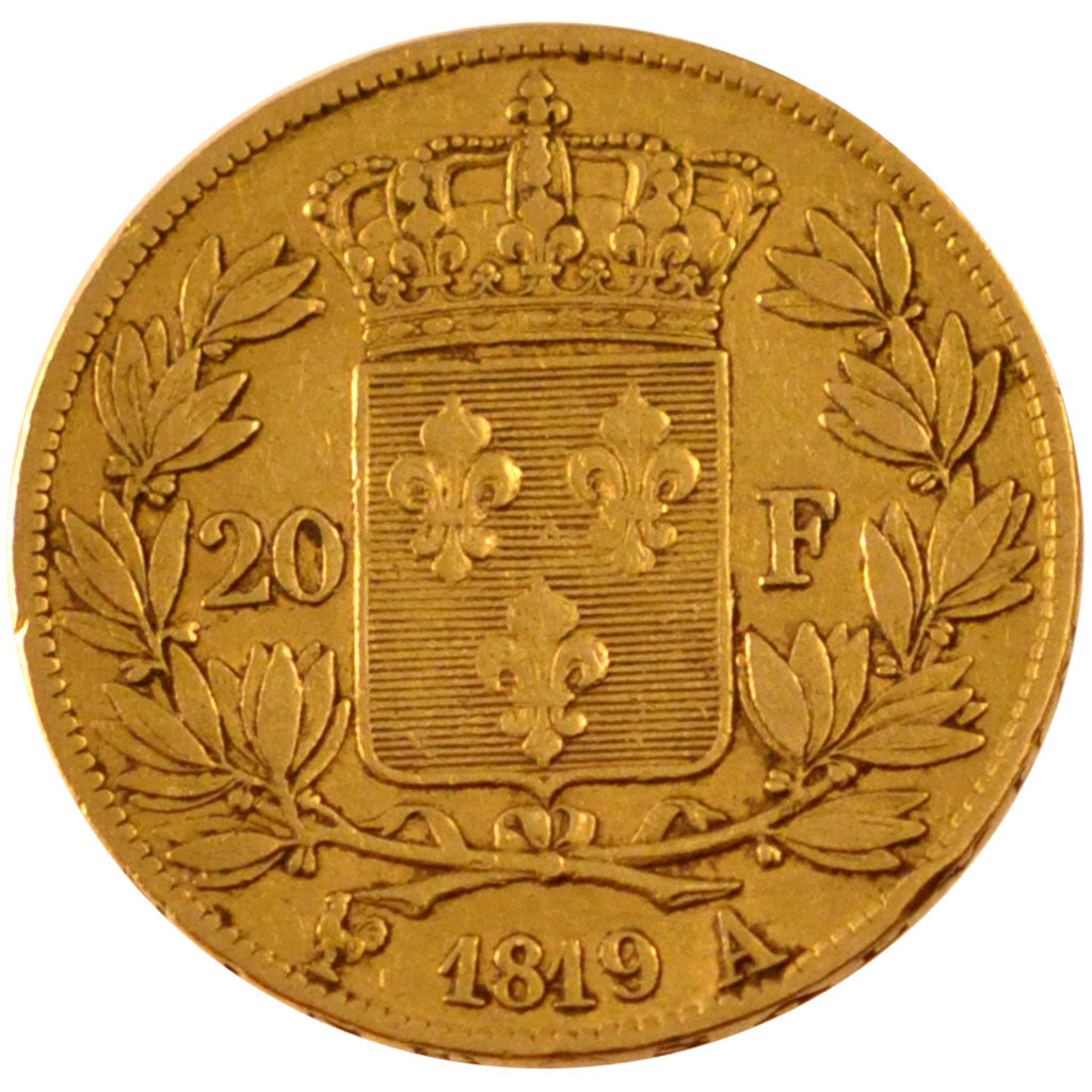 FRANCE, Louis XVIII, 20 Francs, 1819, Paris, KM #712.1, EF(40-45), Gold,...