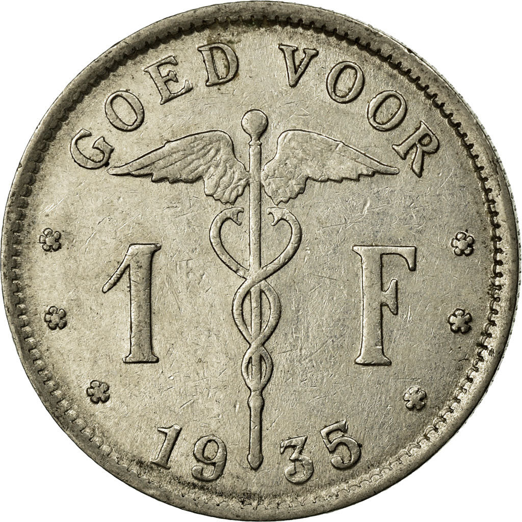 Coin, Belgium, Franc, 1935, EF(40-45), Nickel, KM:90