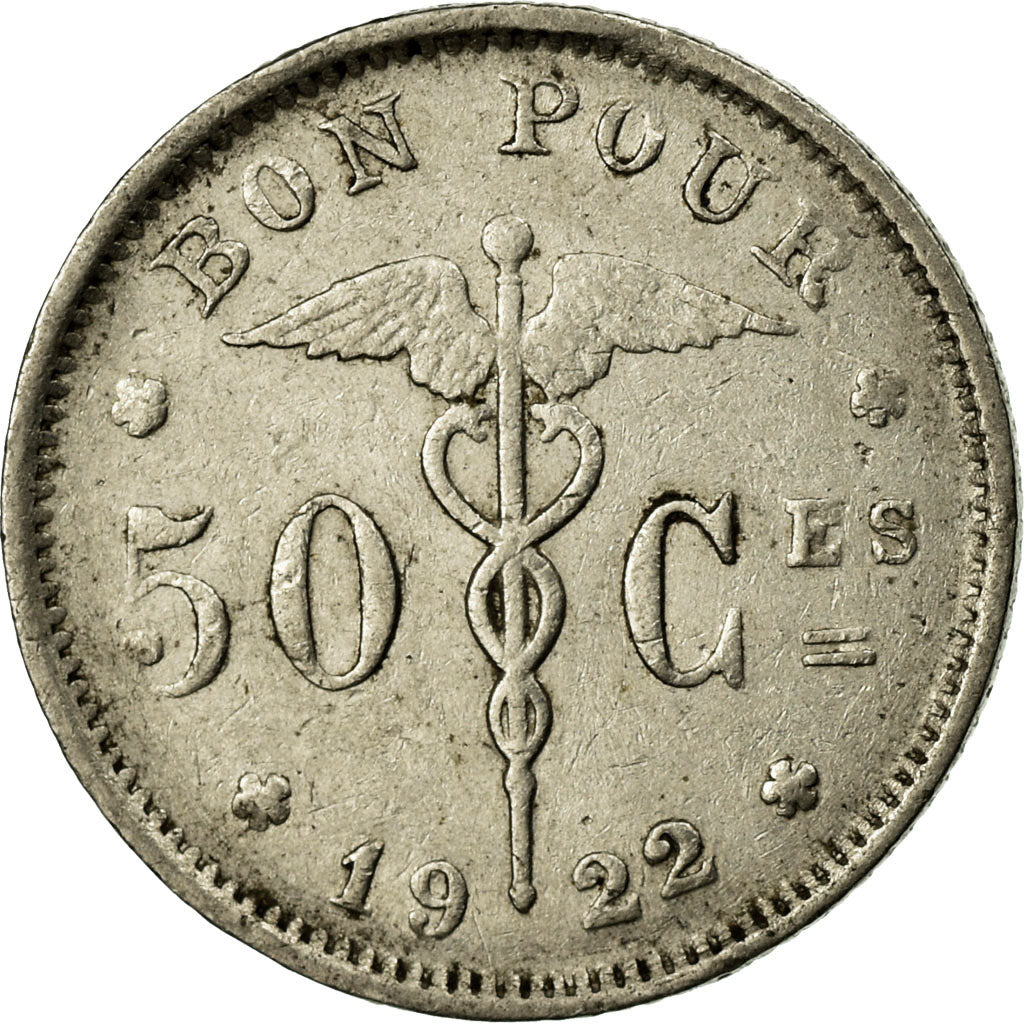 Coin, Belgium, 50 Centimes, 1922, EF(40-45), Nickel, KM:87