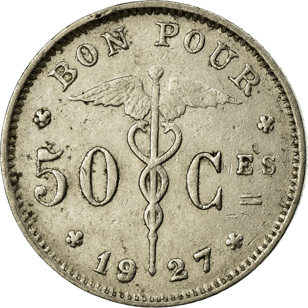 Coin, Belgium, 50 Centimes, 1927, EF(40-45), Nickel, KM:87