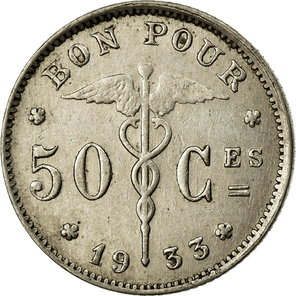 Coin, Belgium, 50 Centimes, 1933, EF(40-45), Nickel, KM:87