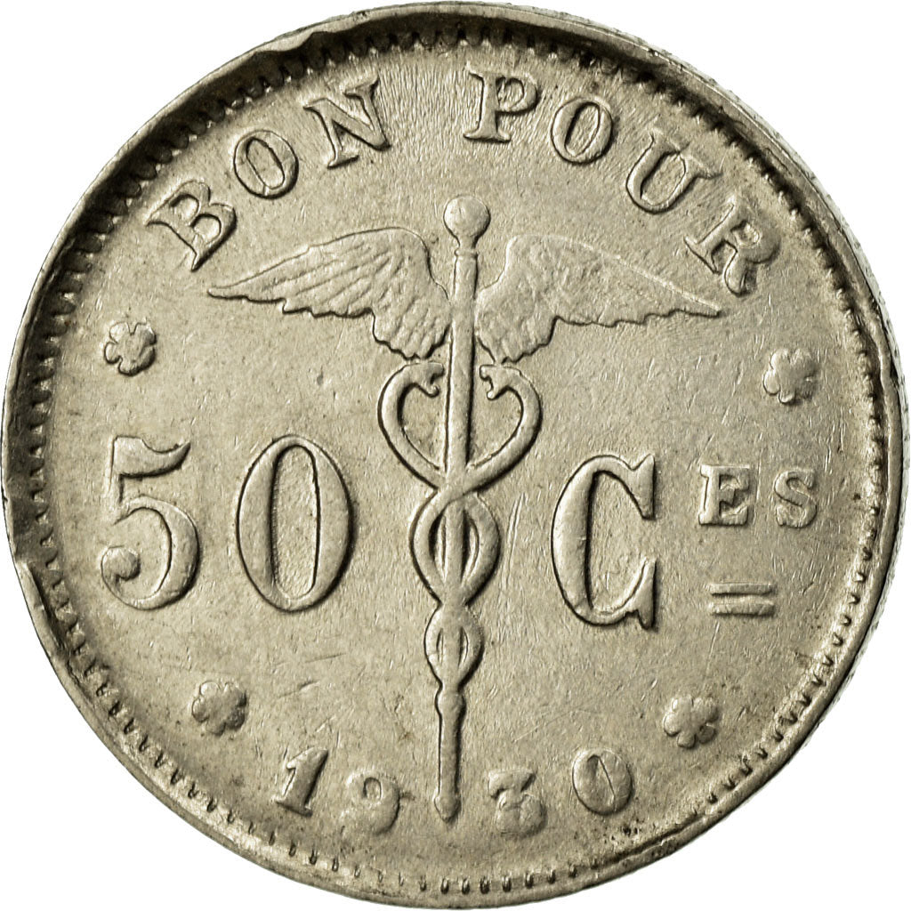 Coin, Belgium, 50 Centimes, 1930, EF(40-45), Nickel, KM:87