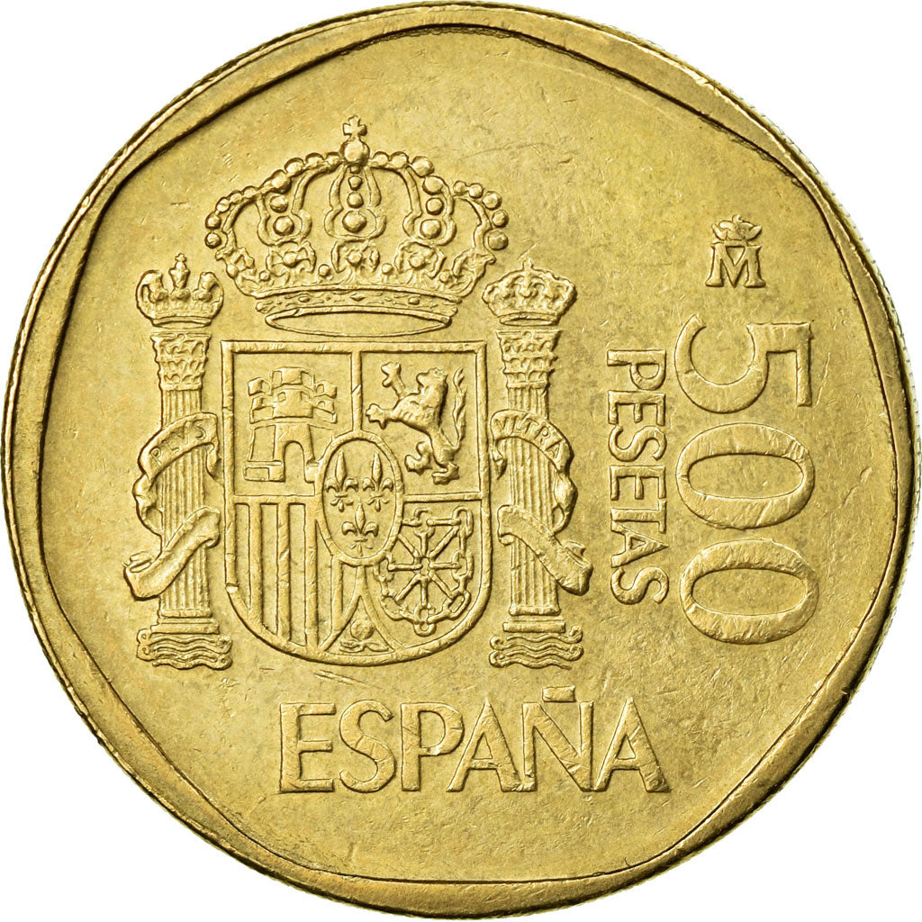 Coin, Spain, Juan Carlos I, 500 Pesetas, 1989, EF(40-45), Aluminum-Bronze