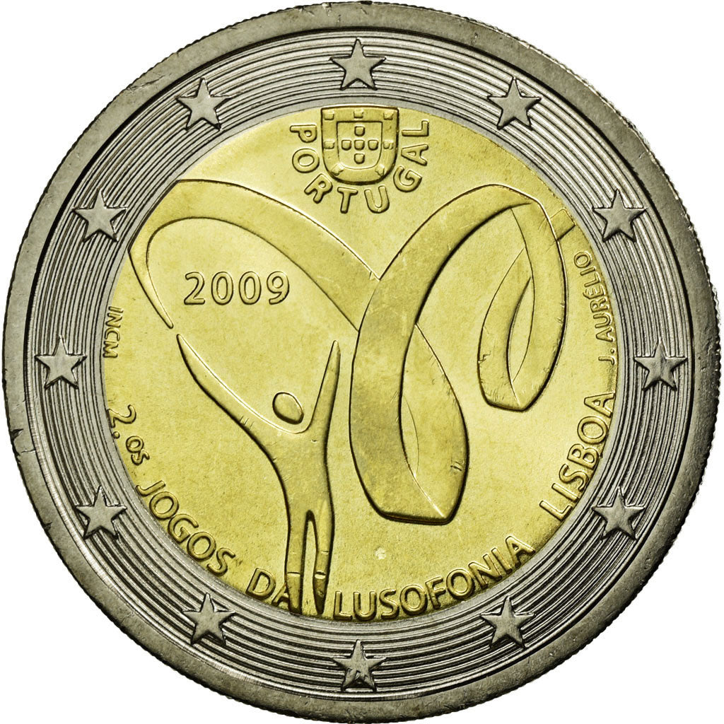Portugal, 2 Euro, Lusofonia Games, 2009, AU(55-58), Bimetálico, KM:786