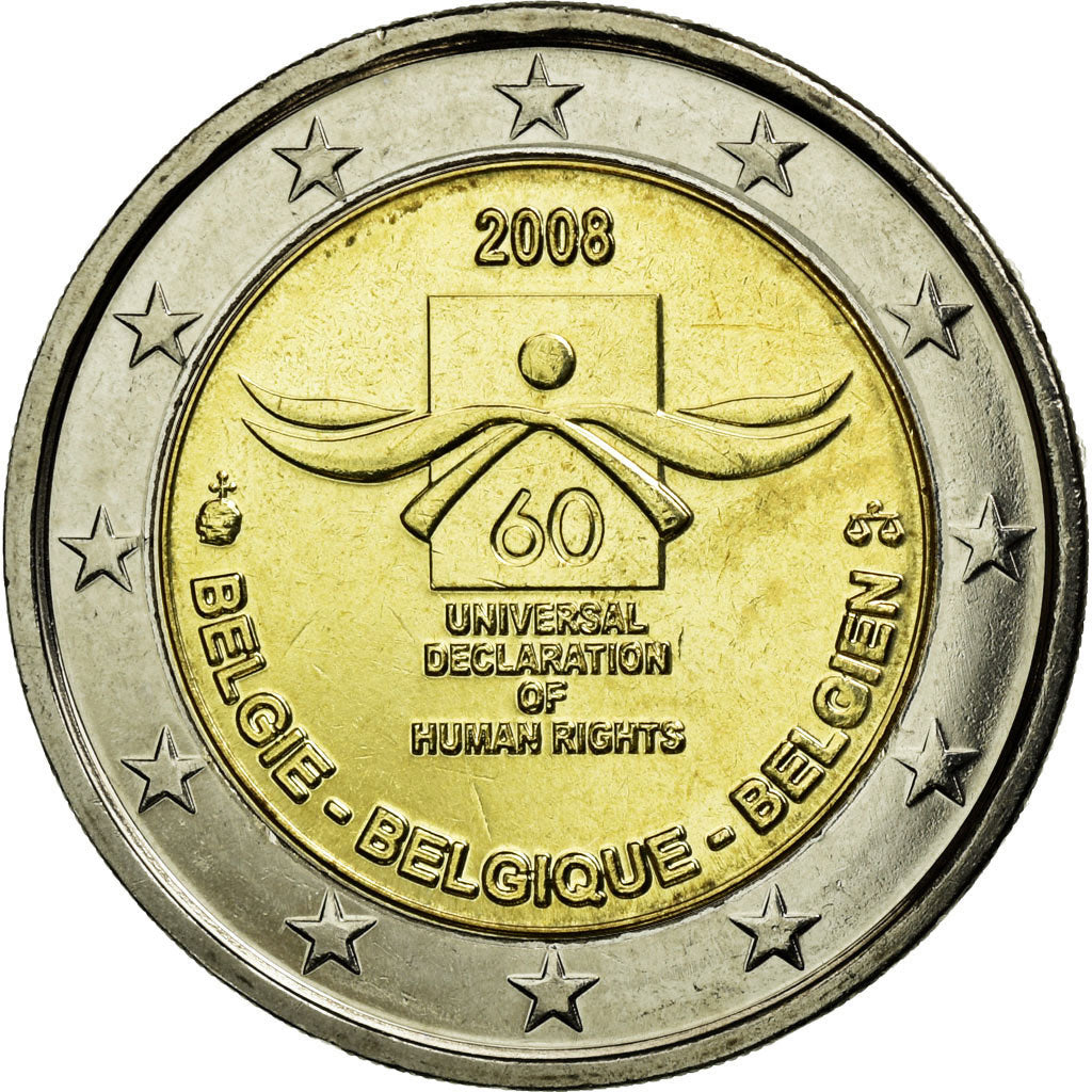 Belgium, 2 Euro, Universal Declaration of Human Rights, 2008, AU(55-58)