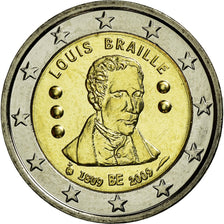 Belgio, 2 Euro, Louis Braille, 200th Anniversary of Birth, 2009, SPL-