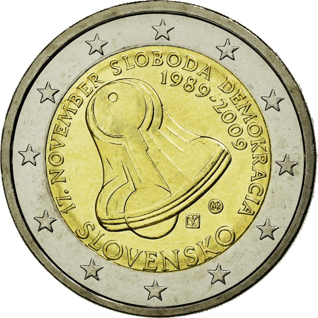 Slovakia, 2 Euro, Freedom, 17 November 1989, 20th Anniversary, 2009, AU(55-58)