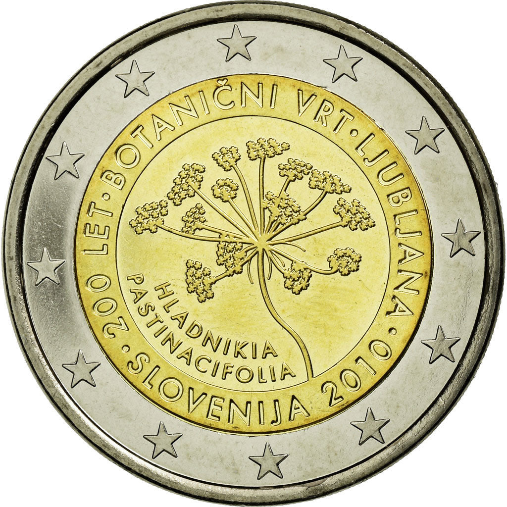 Slovenia, 2 Euro, Ljubljana Botanical Gardens, 200th Anniversary, 2010