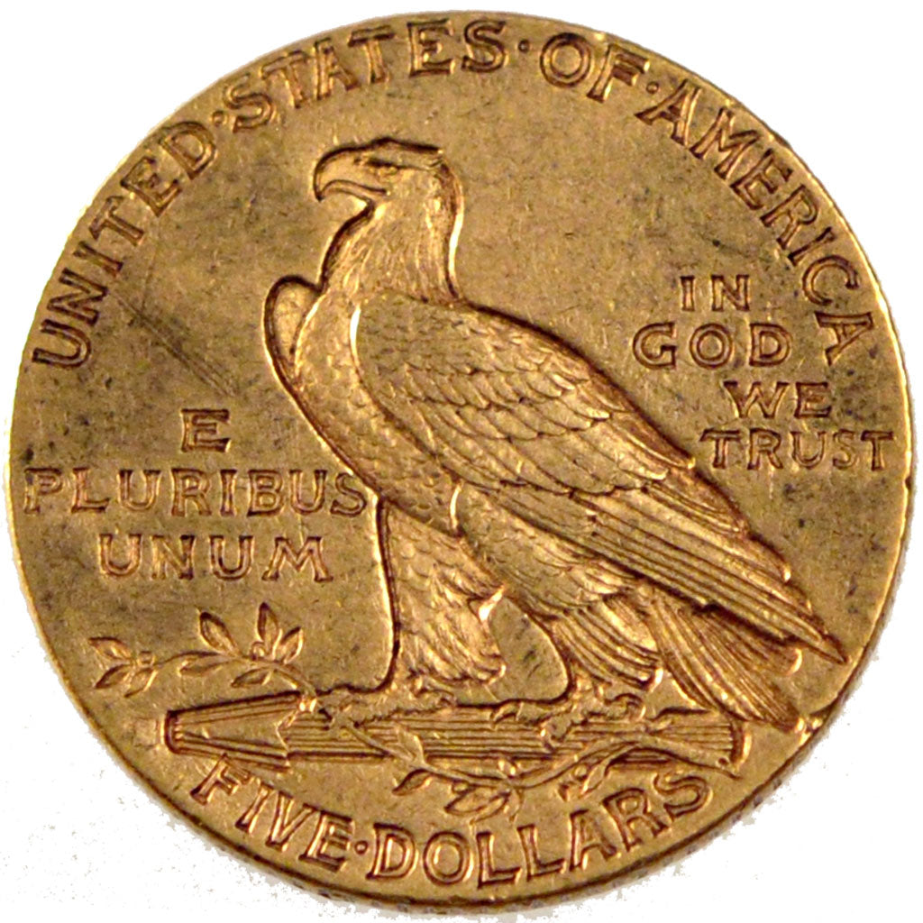 UNITED STATES, Indian Head, $5, Half Eagle, 1912, U.S. Mint, KM #129,...