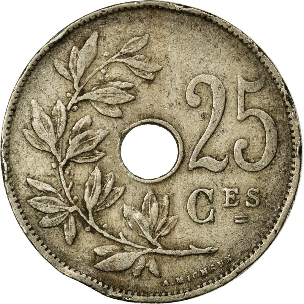 Moneta, Belgia, 25 Centimes, 1929, VF(20-25), Miedź-Nikiel, KM:68.1