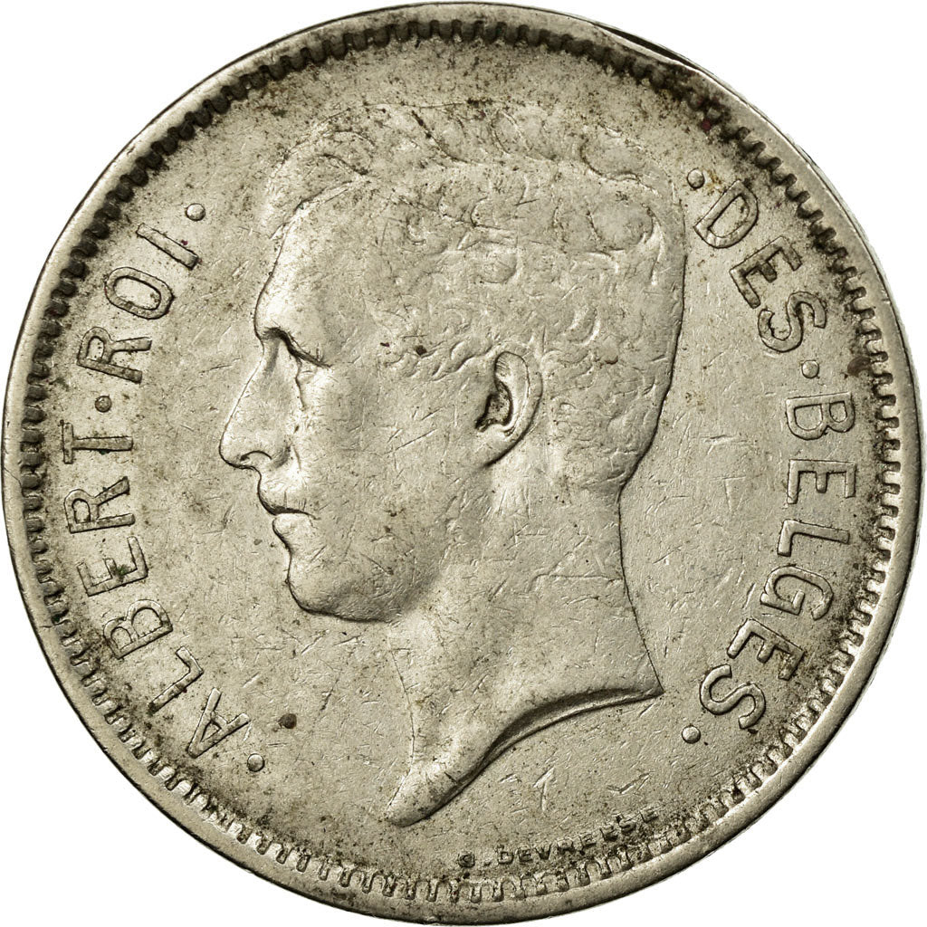 Moneda, Bélgica, 5 Francs, 5 Frank, 1933, BC+, Níquel, KM:97.1