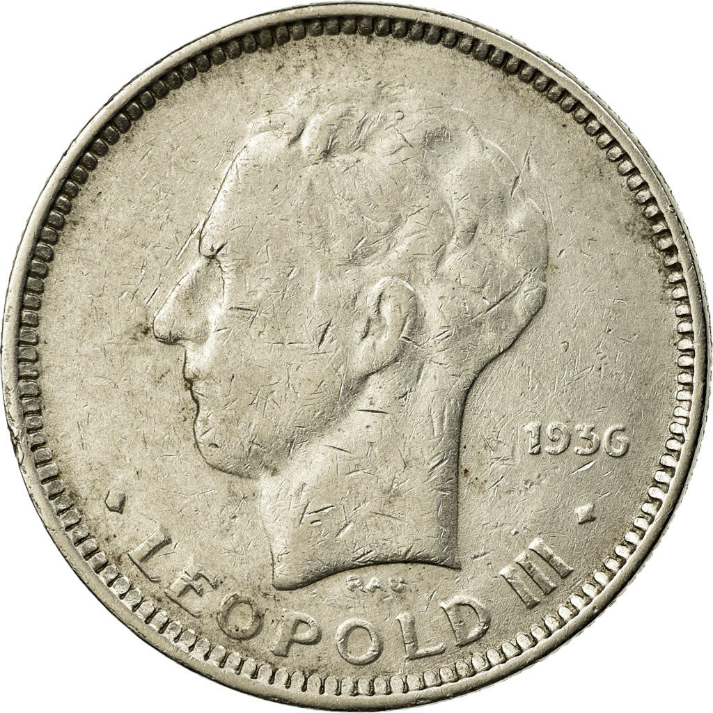 Coin, Belgium, 5 Francs, 5 Frank, 1936, VF(30-35), Nickel, KM:108