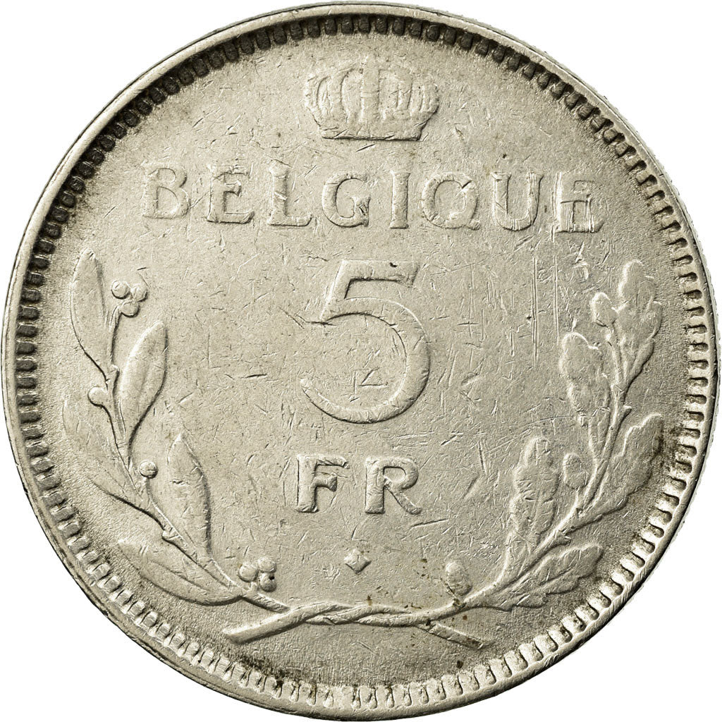 Coin, Belgium, 5 Francs, 5 Frank, 1936, VF(30-35), Nickel, KM:108
