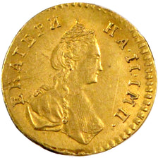 RUSSIA, Poltina, 1/2 Rouble, 1777, St. Petersburg, KM #75, AU(55-58), Gold, 0.70