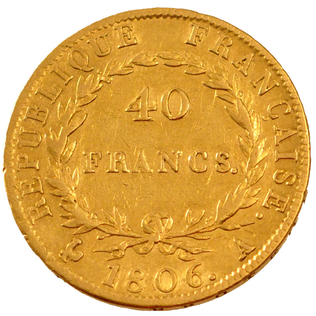 FRANCE, Napoléon I, 40 Francs, 1806, Paris, KM #675.1, EF(40-45), Gold, Gadoury 