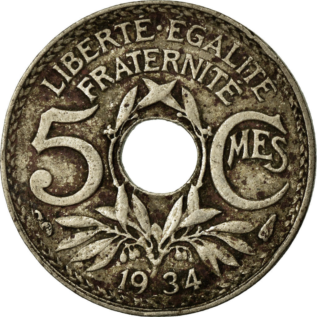 Coin, France, Lindauer, 5 Centimes, 1934, Paris, VF(30-35), Copper-nickel