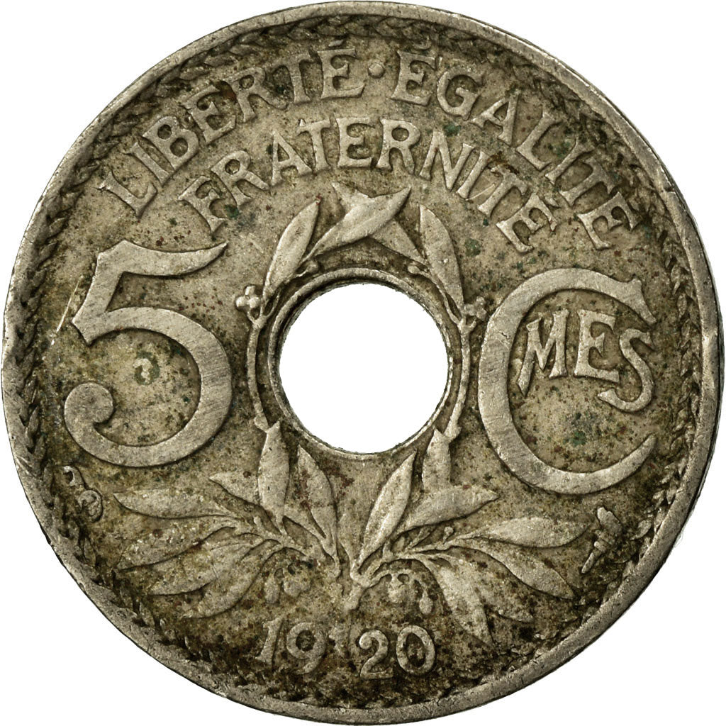 Moeda, França, Lindauer, 5 Centimes, 1920, Paris, VF(20-25), Cobre-níquel