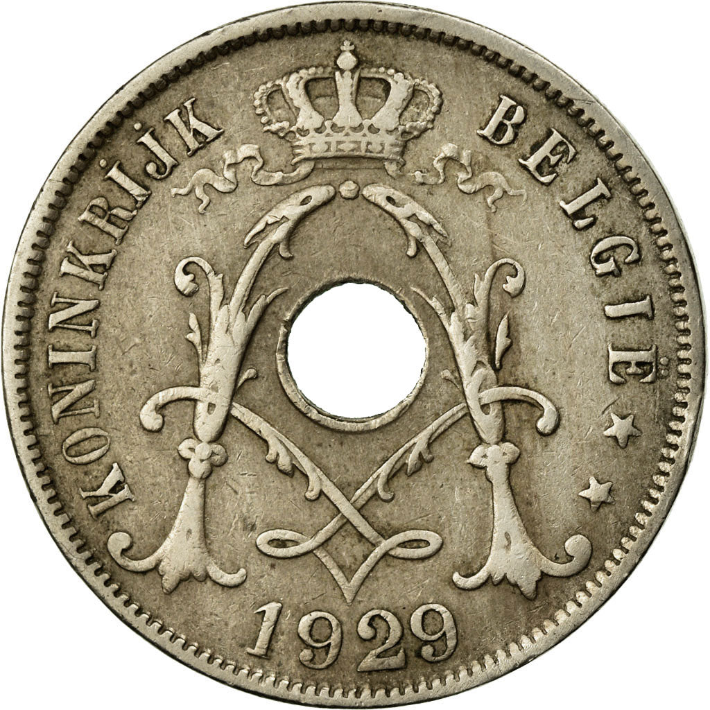 Moneta, Belgio, 25 Centimes, 1929, MB+, Rame-nichel, KM:69
