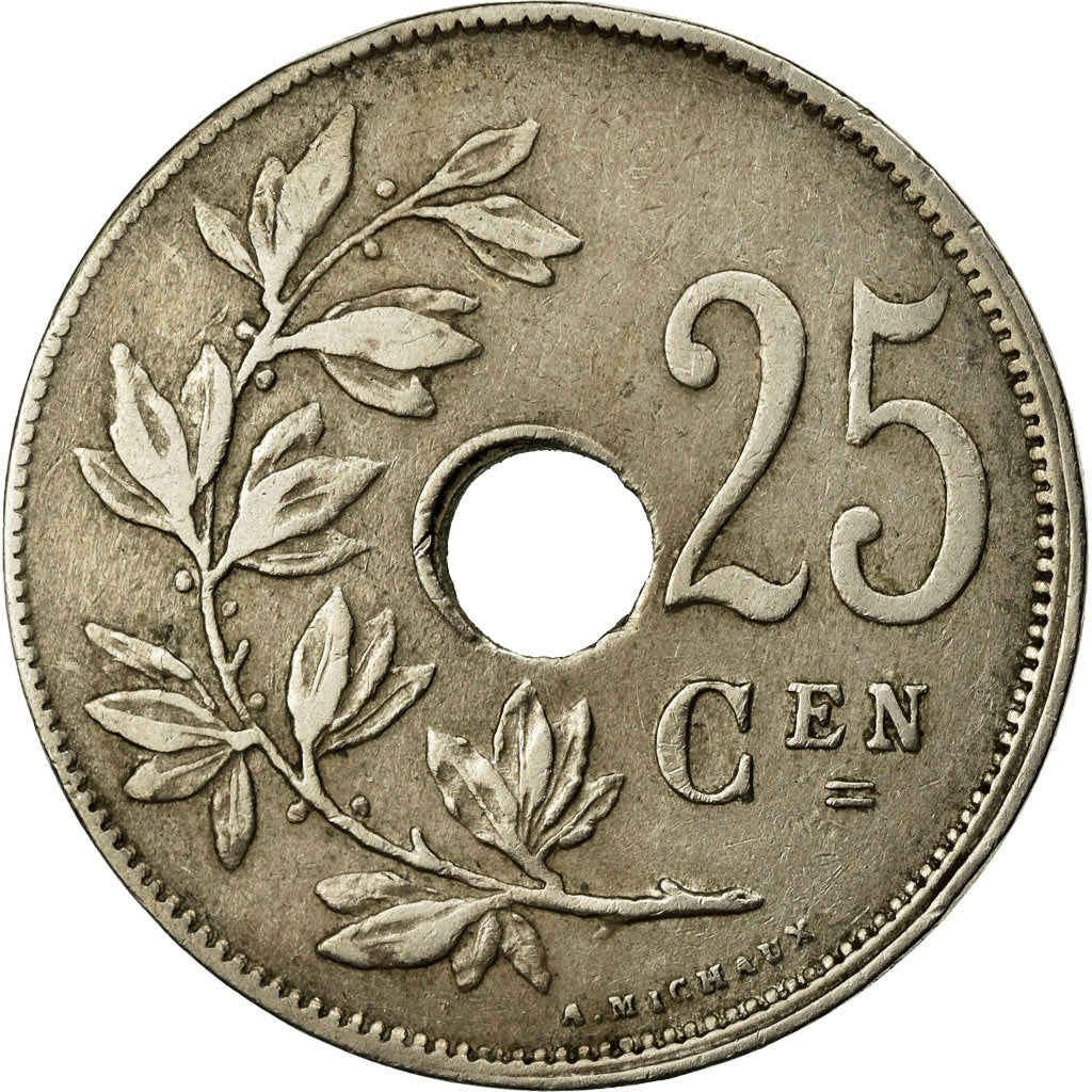 Moneta, Belgio, 25 Centimes, 1929, MB+, Rame-nichel, KM:69