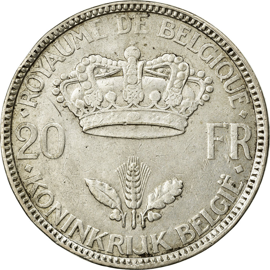 Coin, Belgium, 20 Francs, 20 Frank, 1935, EF(40-45), Silver, KM:105