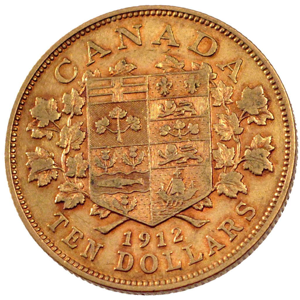 CANADA, 10 Dollars, 1912, Royal Canadian Mint, KM #27, EF(40-45), Gold, 26.92,..