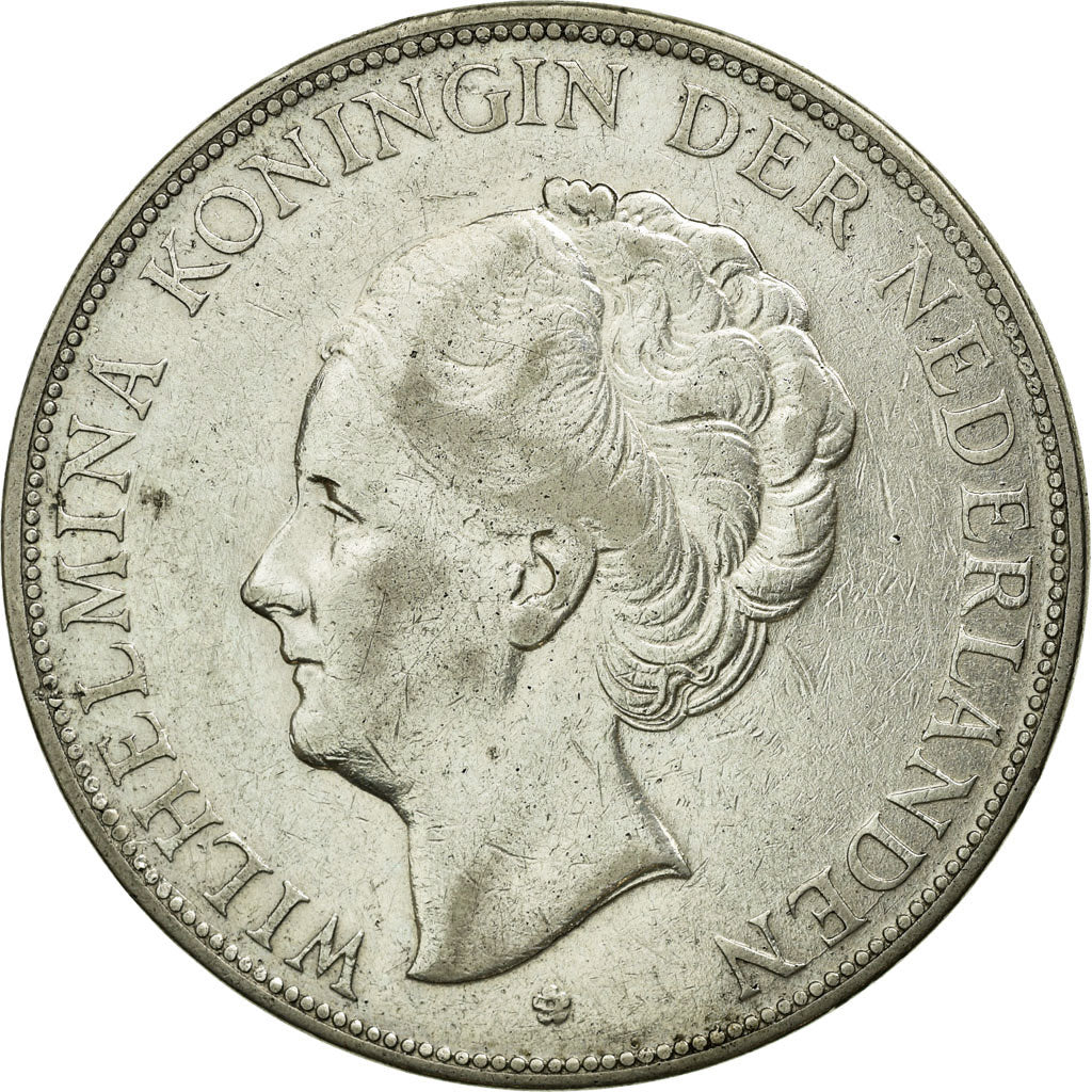 Coin, Netherlands, Wilhelmina I, 2-1/2 Gulden, 1929, VF(30-35), Silver, KM:165