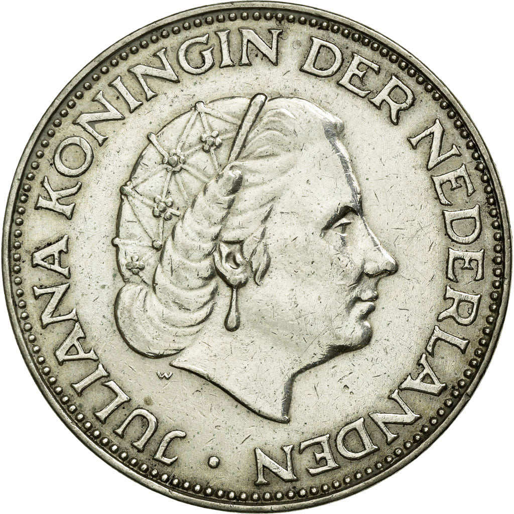 Moeda, Países Baixos, Juliana, 2-1/2 Gulden, 1962, AU(50-53), Prata, KM:185