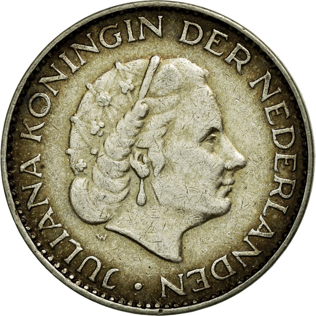 Coin, Netherlands, Juliana, Gulden, 1958, VF(30-35), Silver, KM:184