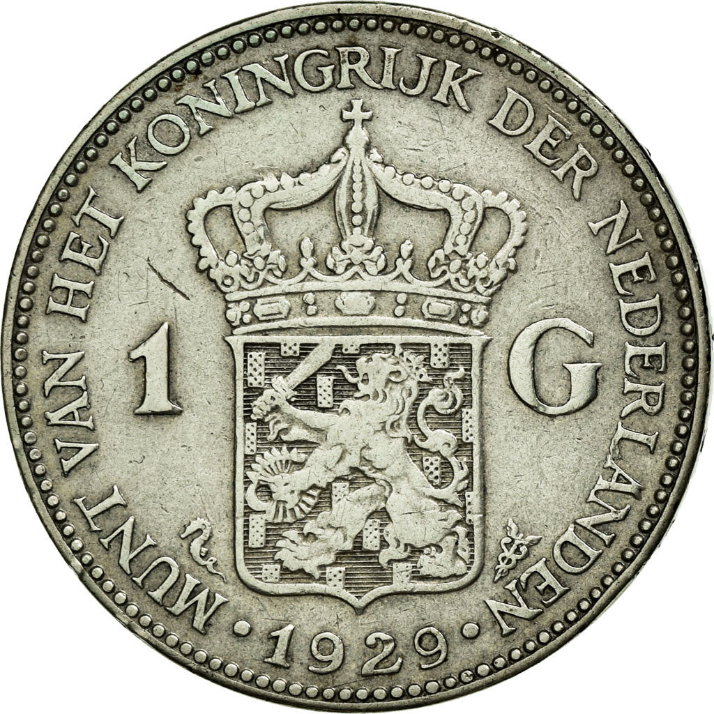 Coin, Netherlands, Wilhelmina I, Gulden, 1929, VF(30-35), Silver, KM:161.1