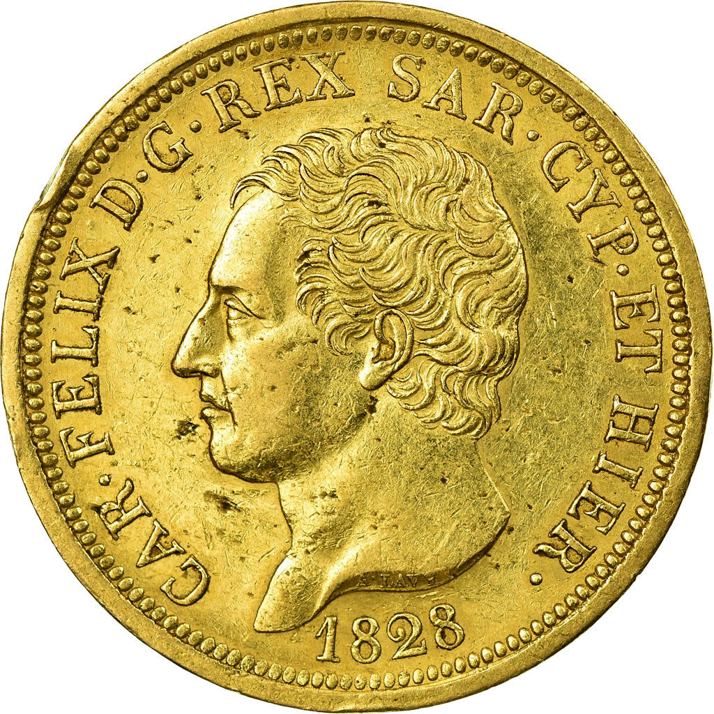 Monnaie, États italiens, SARDINIA, Carlo Felice, 80 Lire, 1828, SUP, Or