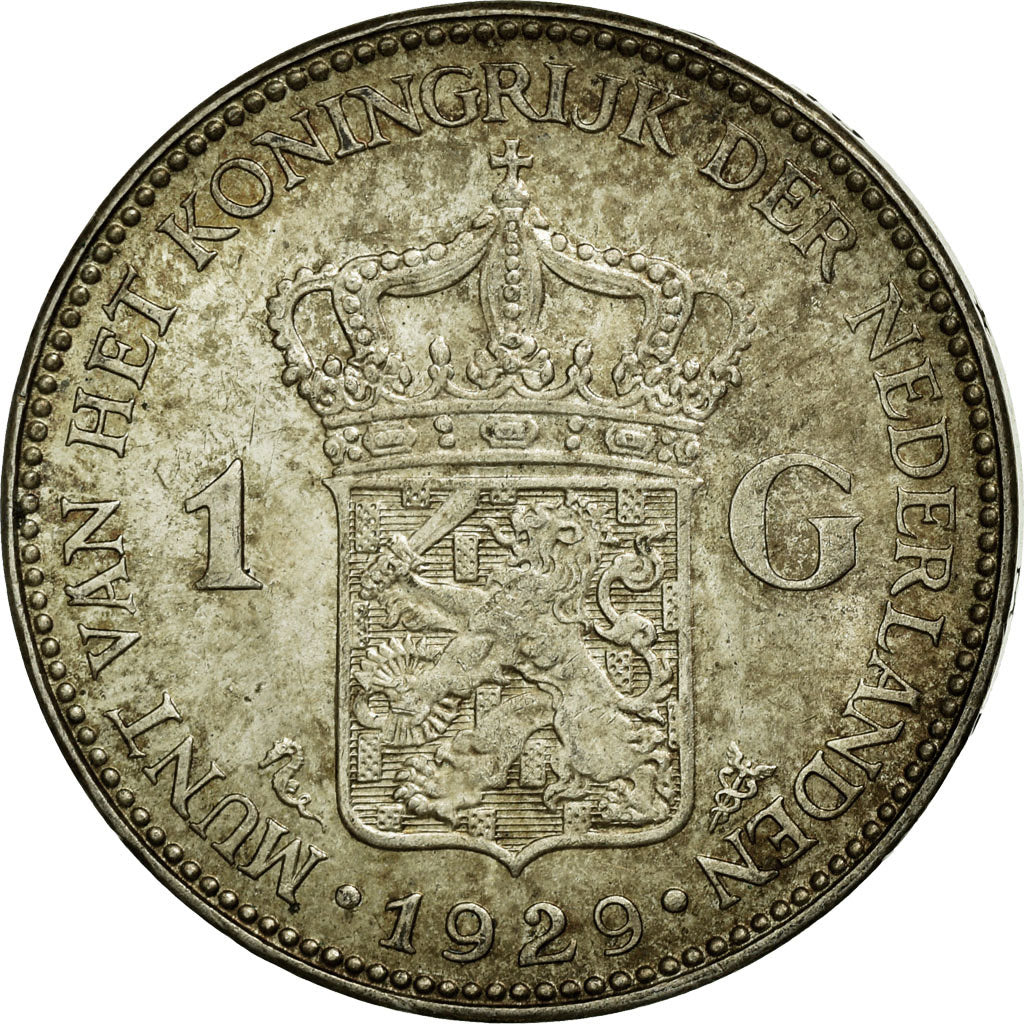 Coin, Netherlands, Wilhelmina I, Gulden, 1929, EF(40-45), Silver, KM:161.1