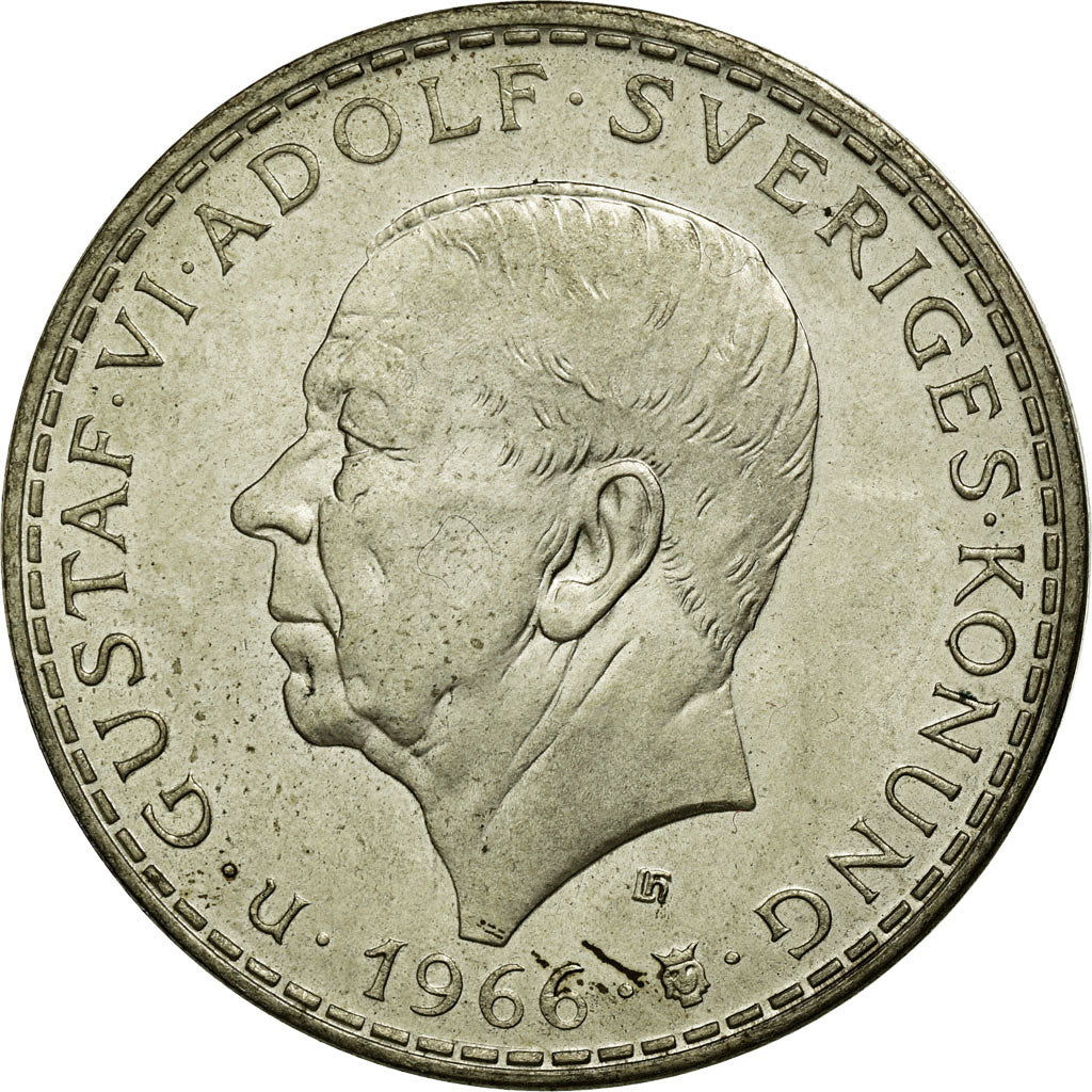 Moneta, Svezia, Gustaf VI, 5 Kronor, 1966, BB+, Argento, KM:839