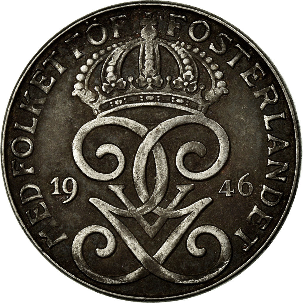 Moneta, Svezia, Gustaf V, 2 Öre, 1946, MB, Ferro, KM:811