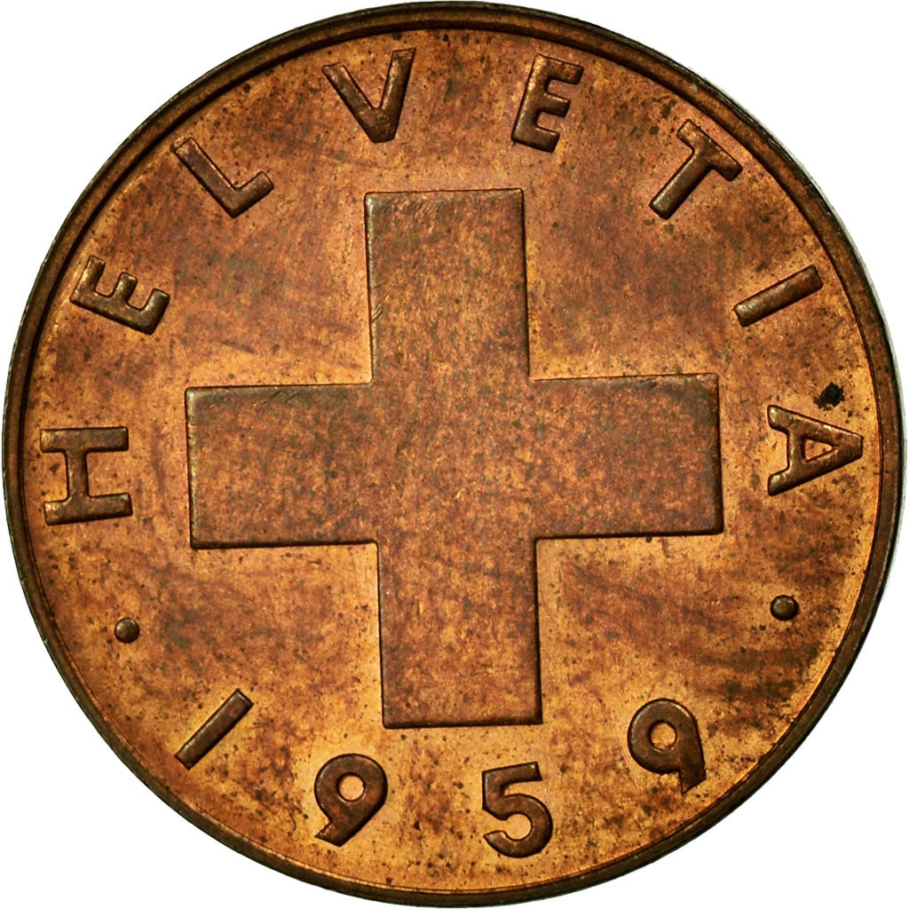 Coin, Switzerland, Rappen, 1959, Bern, EF(40-45), Bronze, KM:46