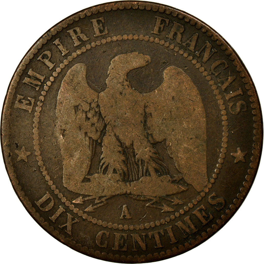Moeda, França, Napoleon III, Napoléon III, 10 Centimes, 1854, Paris