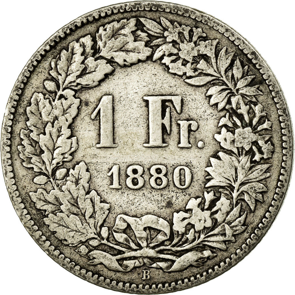 Coin, Switzerland, Franc, 1880, Bern, VF(20-25), Silver, KM:24