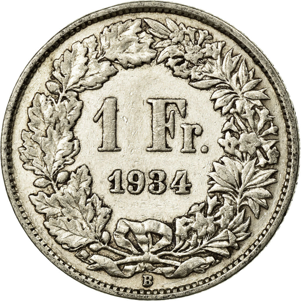 Coin, Switzerland, Franc, 1934, Bern, EF(40-45), Silver, KM:24