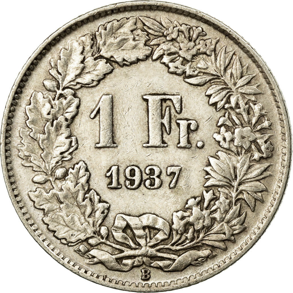 Coin, Switzerland, Franc, 1937, Bern, EF(40-45), Silver, KM:24