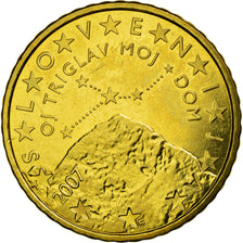 Eslovénia, 50 Euro Cent, 2007, MS(63), Latão, KM:73