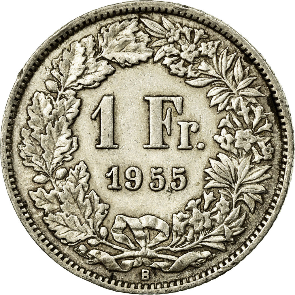Coin, Switzerland, Franc, 1955, Bern, EF(40-45), Silver, KM:24