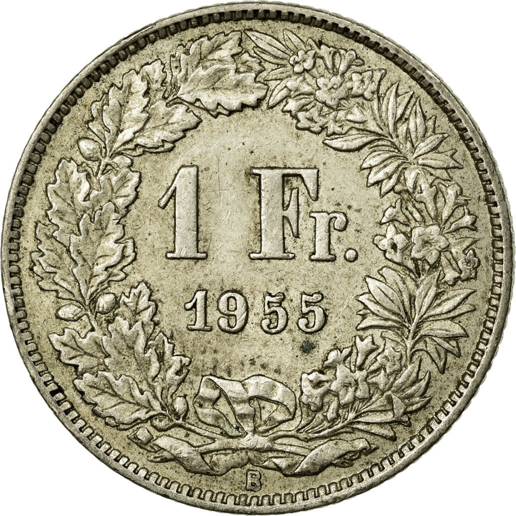 Coin, Switzerland, Franc, 1955, Bern, VF(30-35), Silver, KM:24