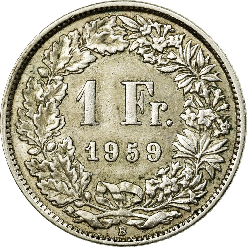 Coin, Switzerland, Franc, 1959, Bern, EF(40-45), Silver, KM:24