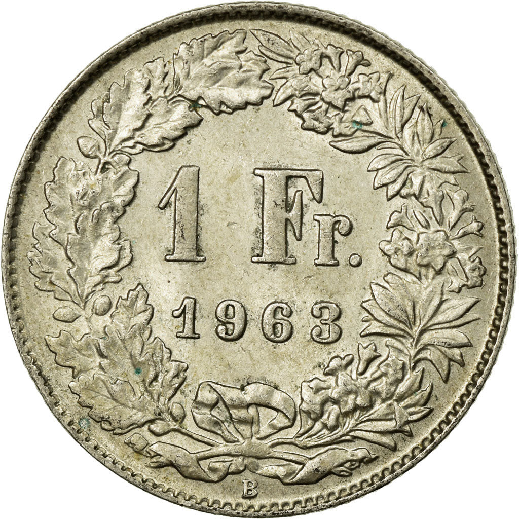 Coin, Switzerland, Franc, 1963, Bern, EF(40-45), Silver, KM:24