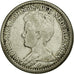 Moneda, Países Bajos, Wilhelmina I, 25 Cents, 1918, BC+, Plata, KM:146