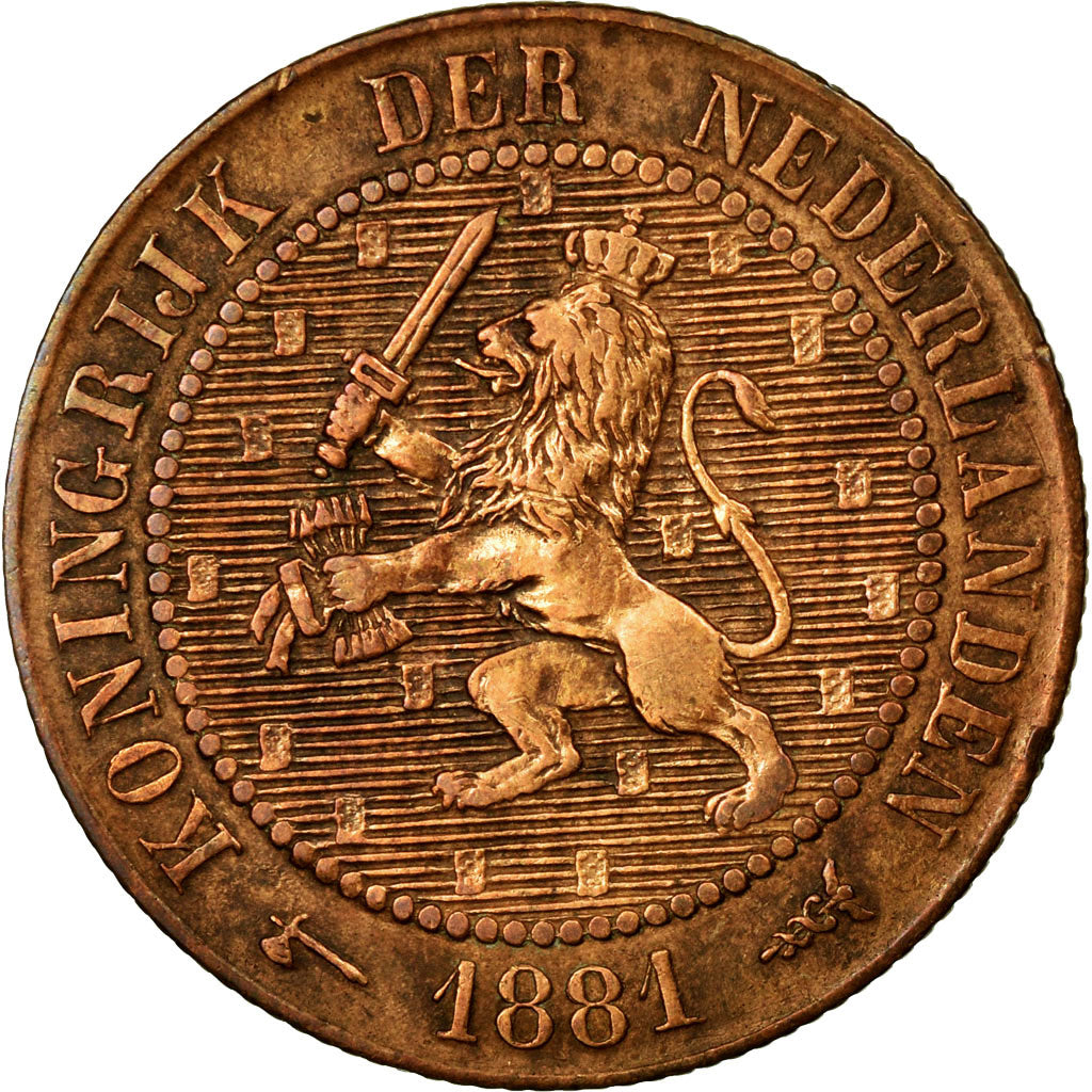 Coin, Netherlands, William III, 2-1/2 Cent, 1881, AU(50-53), Bronze, KM:108.1
