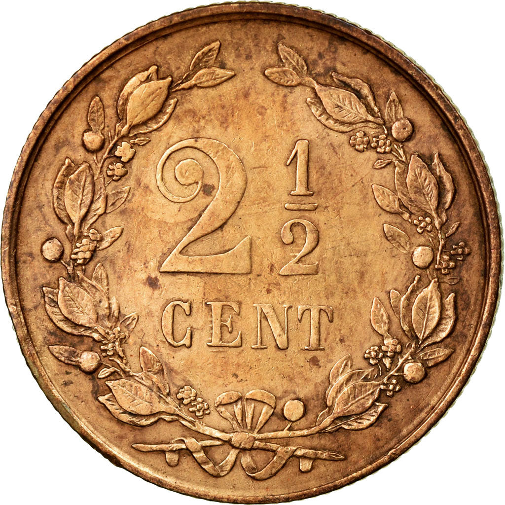 Coin, Netherlands, William III, 2-1/2 Cent, 1881, AU(50-53), Bronze, KM:108.1